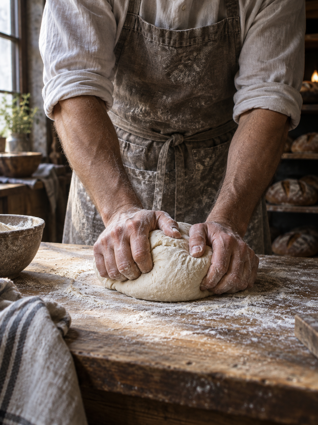 정성스럽게 반죽하는 손